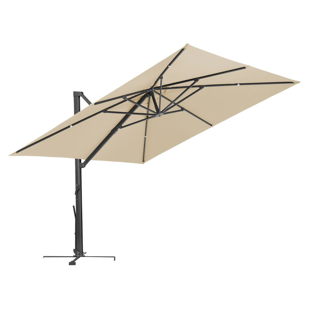 Fritthengende parasoll Rhodos Smart 300x300cm natur - Schneider