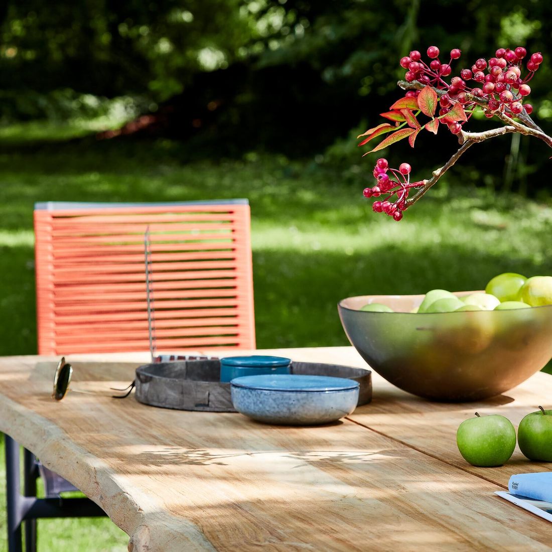 Spisesett ute Amsterdam 6 plasser, aluminium/teak 220x95 cm - Musterring