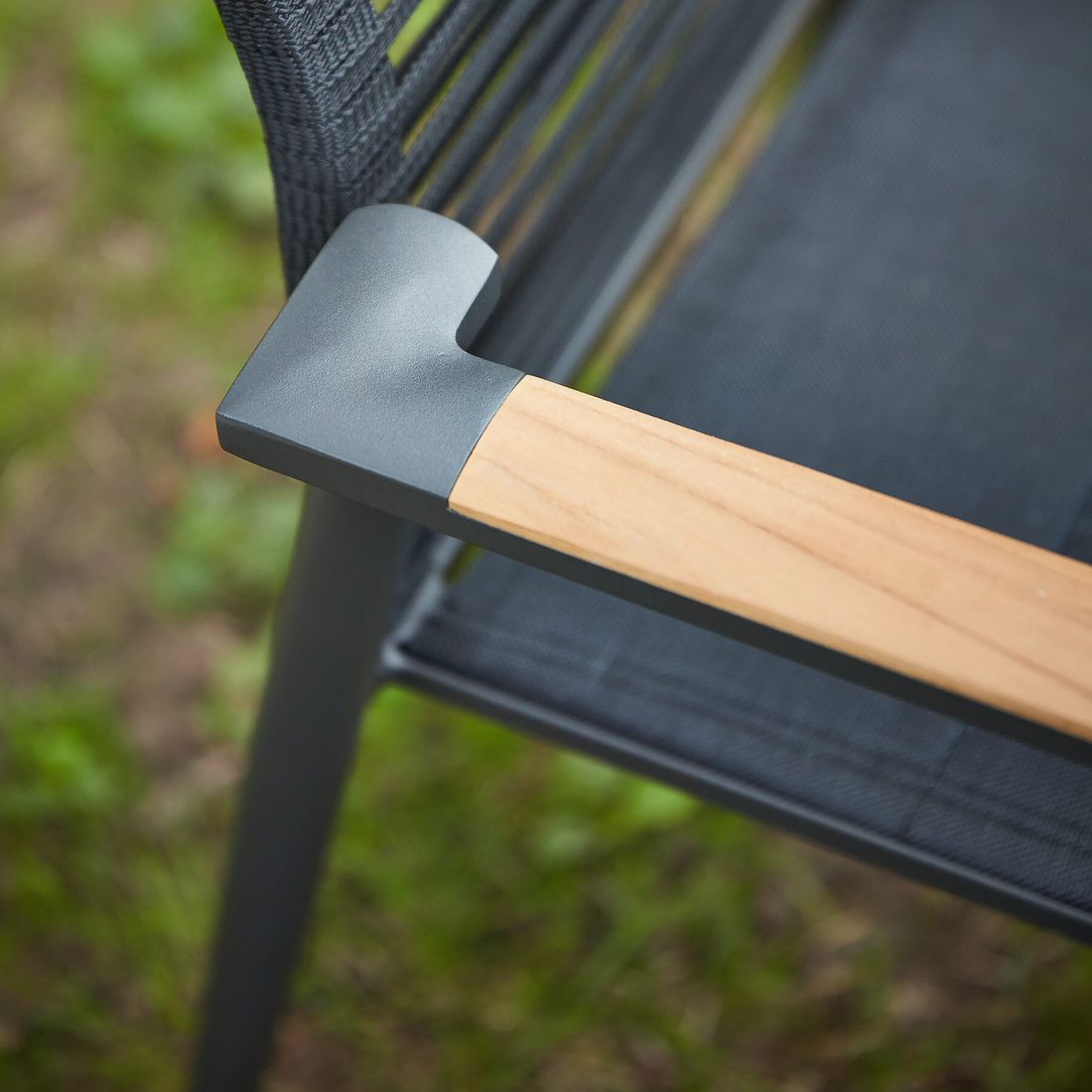 Spisesett ute Amsterdam 6 plasser, aluminium/teak 220x95 cm - Musterring