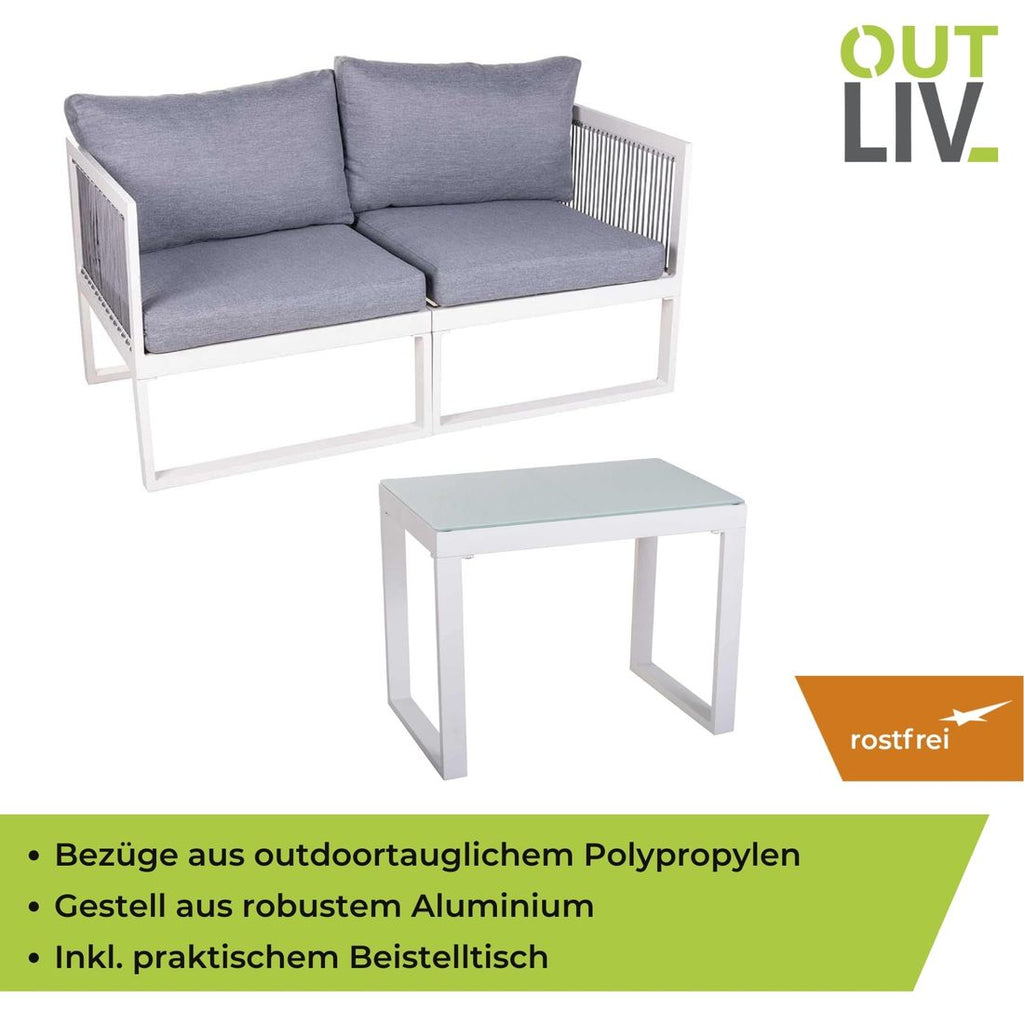 Loungesett Oscar aluminium/polypropylen hvit/grå - OUTLIV.