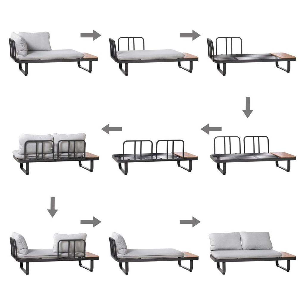 Hjørnesofa ute Madagaskar aluminium/akasie 253x175 cm - OUTLIV.