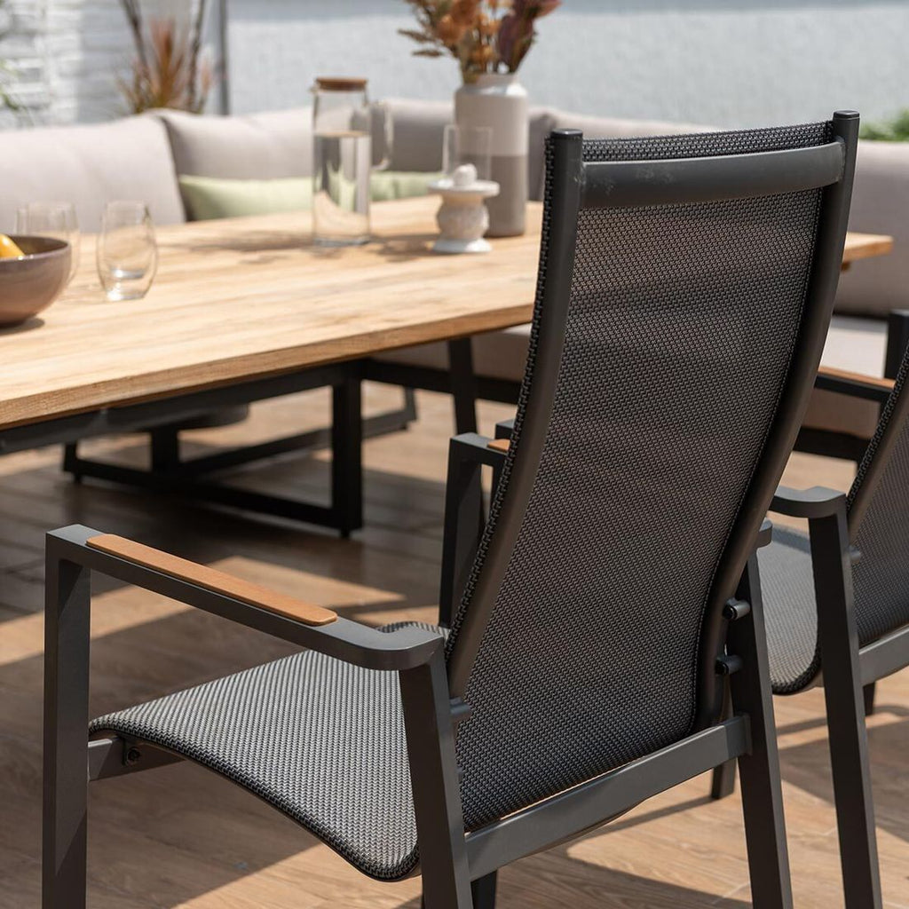 Spise-loungesett Jimmy aluminium/teak med stabelstol - LifestyleGarden