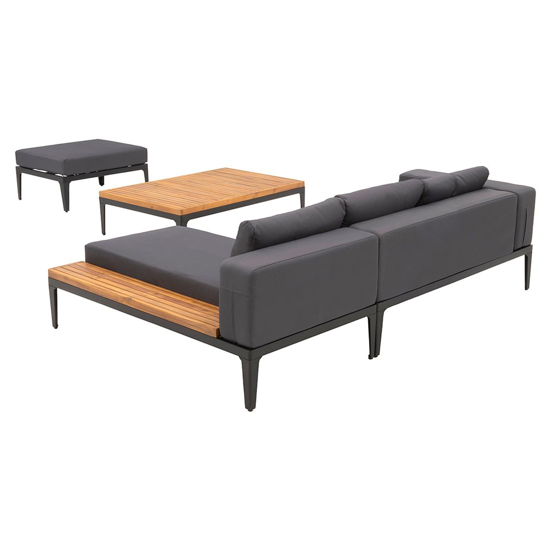 Hjørnesofa ute Bern med loungebord aluminium 220x140 cm - OUTLIV.
