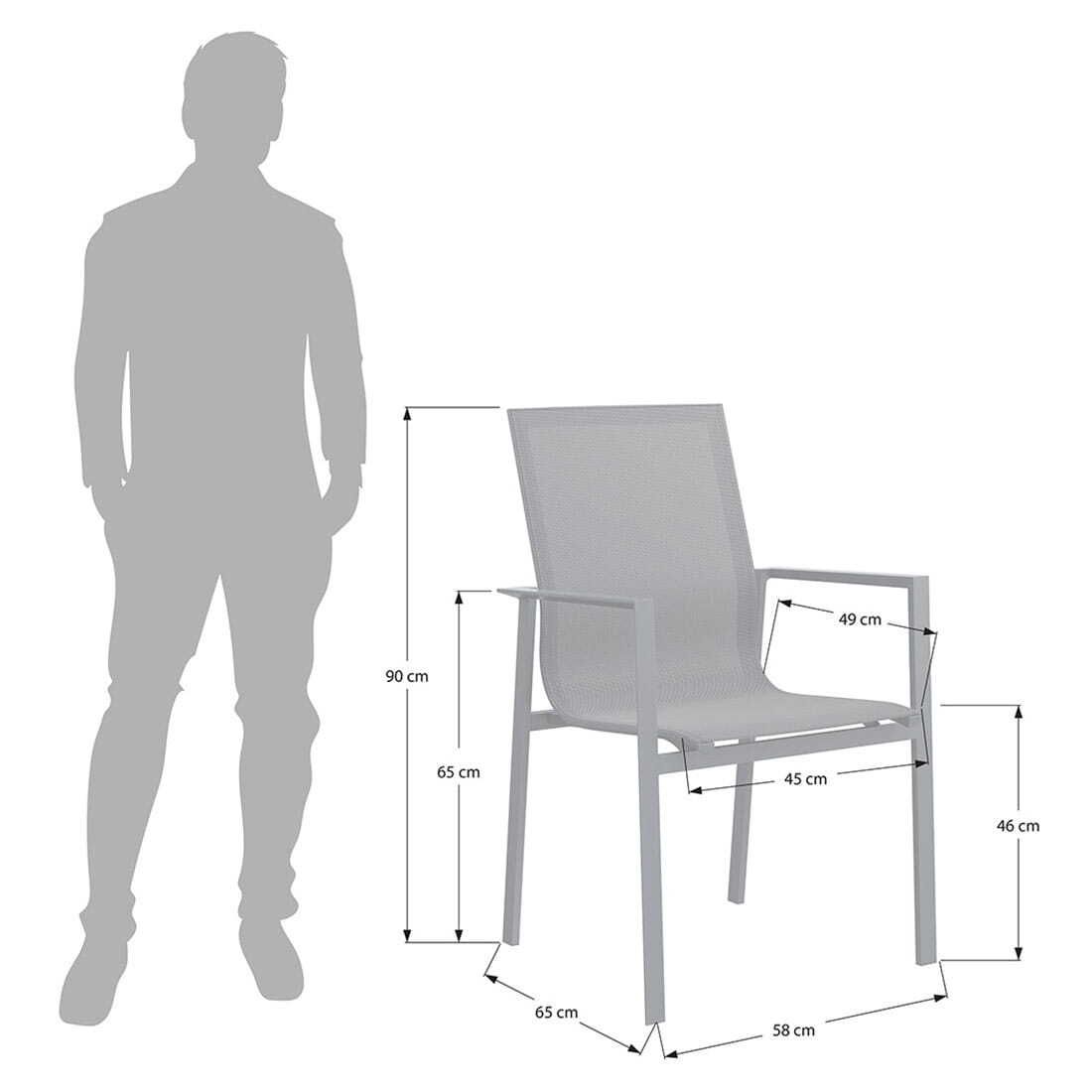Spisesett ute Atlanta 4 plasser aluminium/textilen 160x90 cm - OUTLIV.