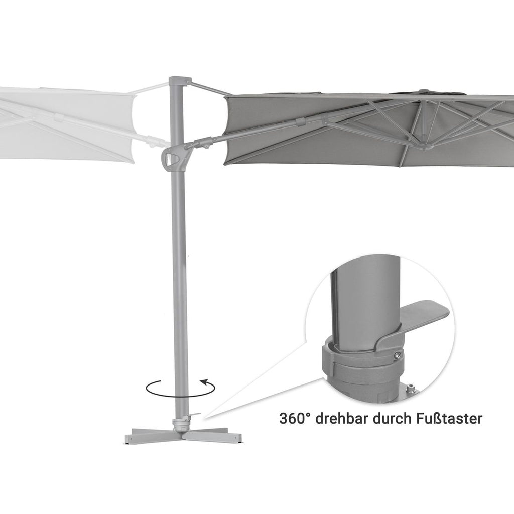 Fritthengende parasoll Saint Tropez 300x300cm antrasitt - OUTLIV.