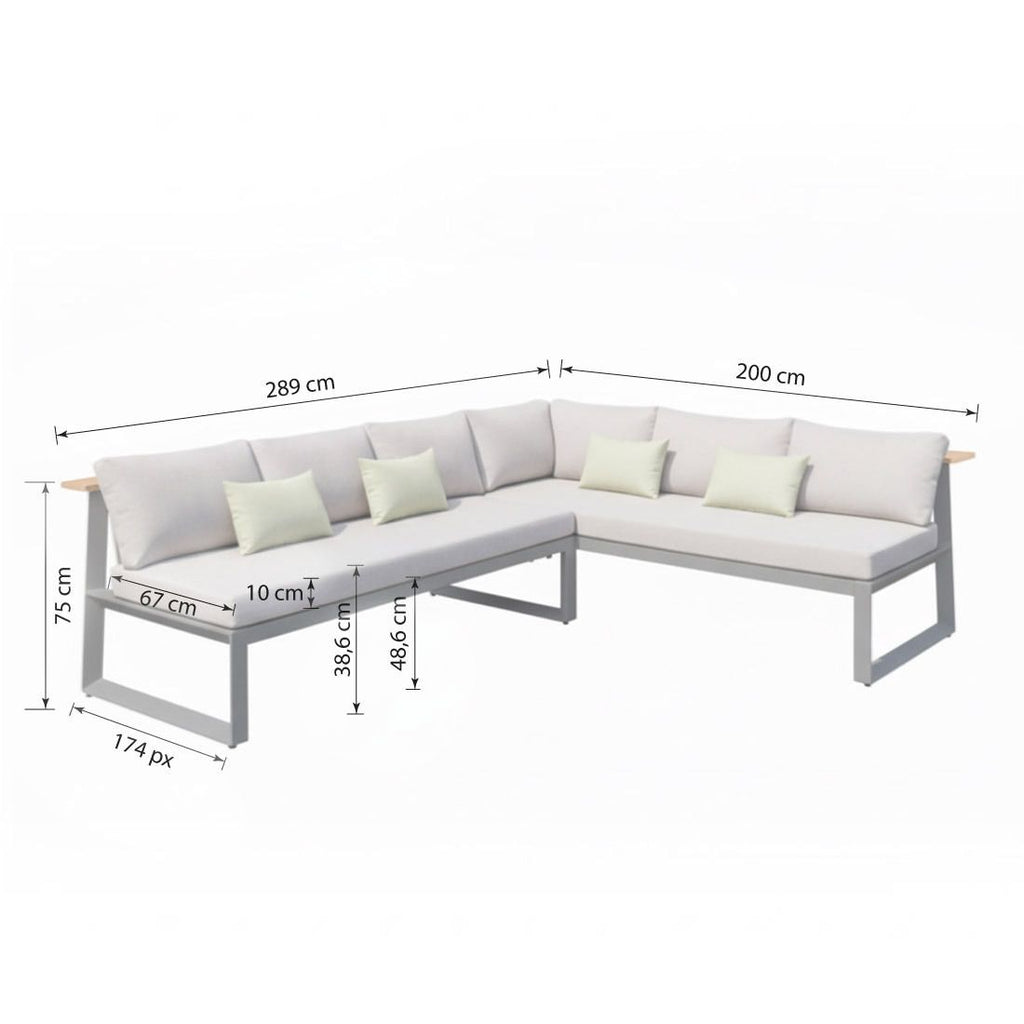 Spise-loungesett Jimmy aluminium/teak med stabelstol - LifestyleGarden