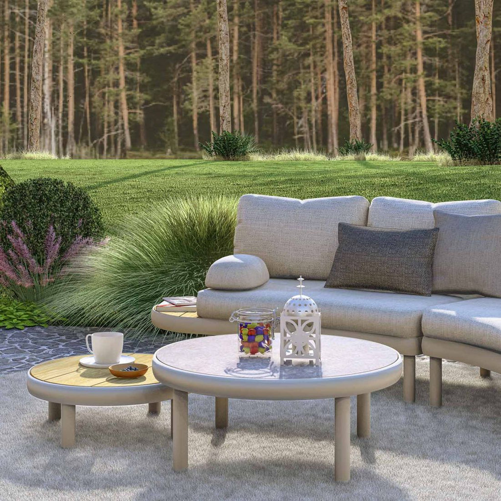 Loungesett Wave aluminium/teak med loungebord - Zebra