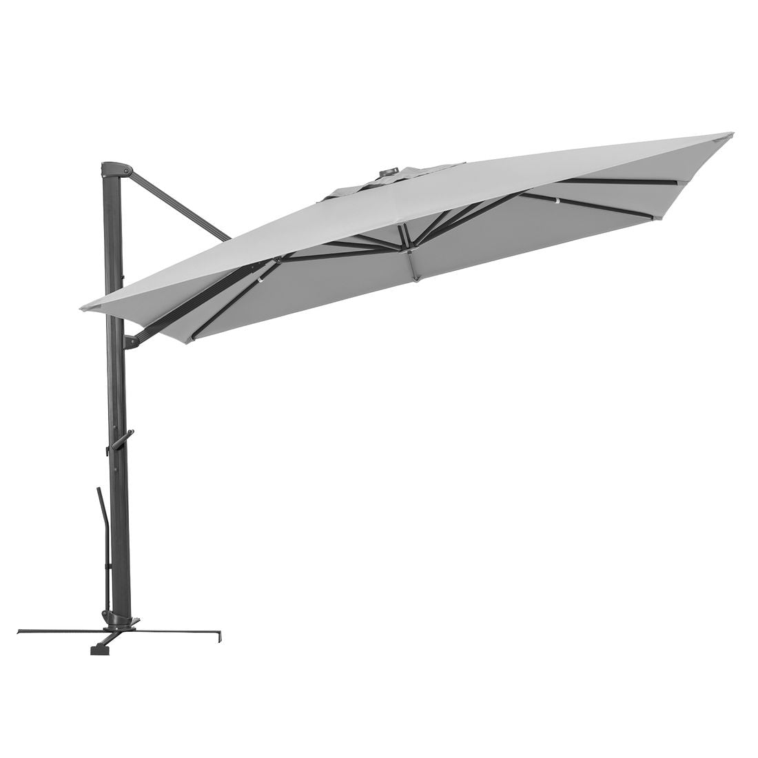 Fritthengende parasoll Rhodos Smart 300x300cm sølvgrå - Schneider