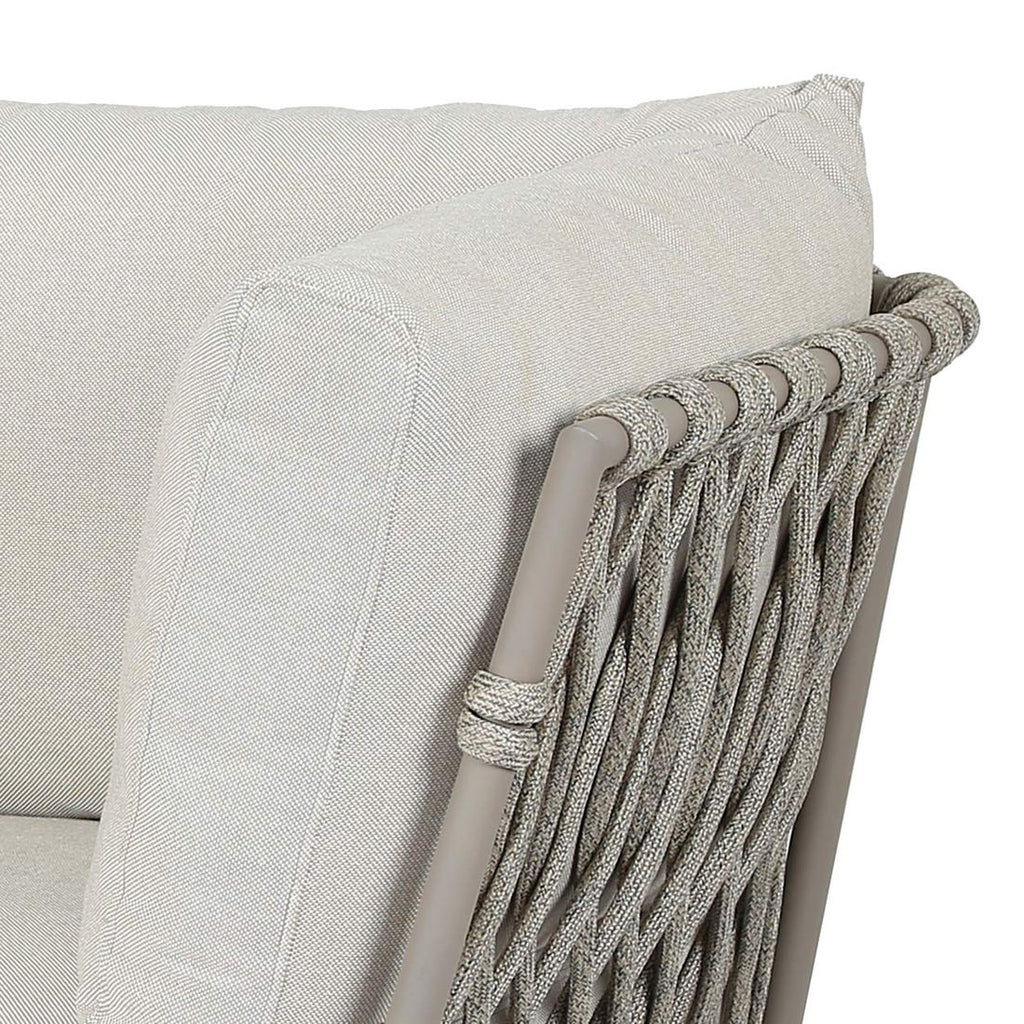 Hjørnesofa ute Tanami stål/tau/olefin med loungebord - OUTLIV.