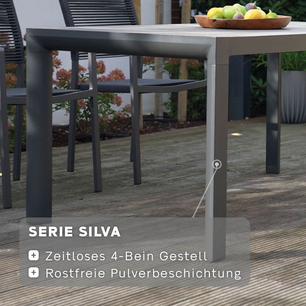 Hagebord Silva 160x90 cm aluminium/HPL - Siena Garden