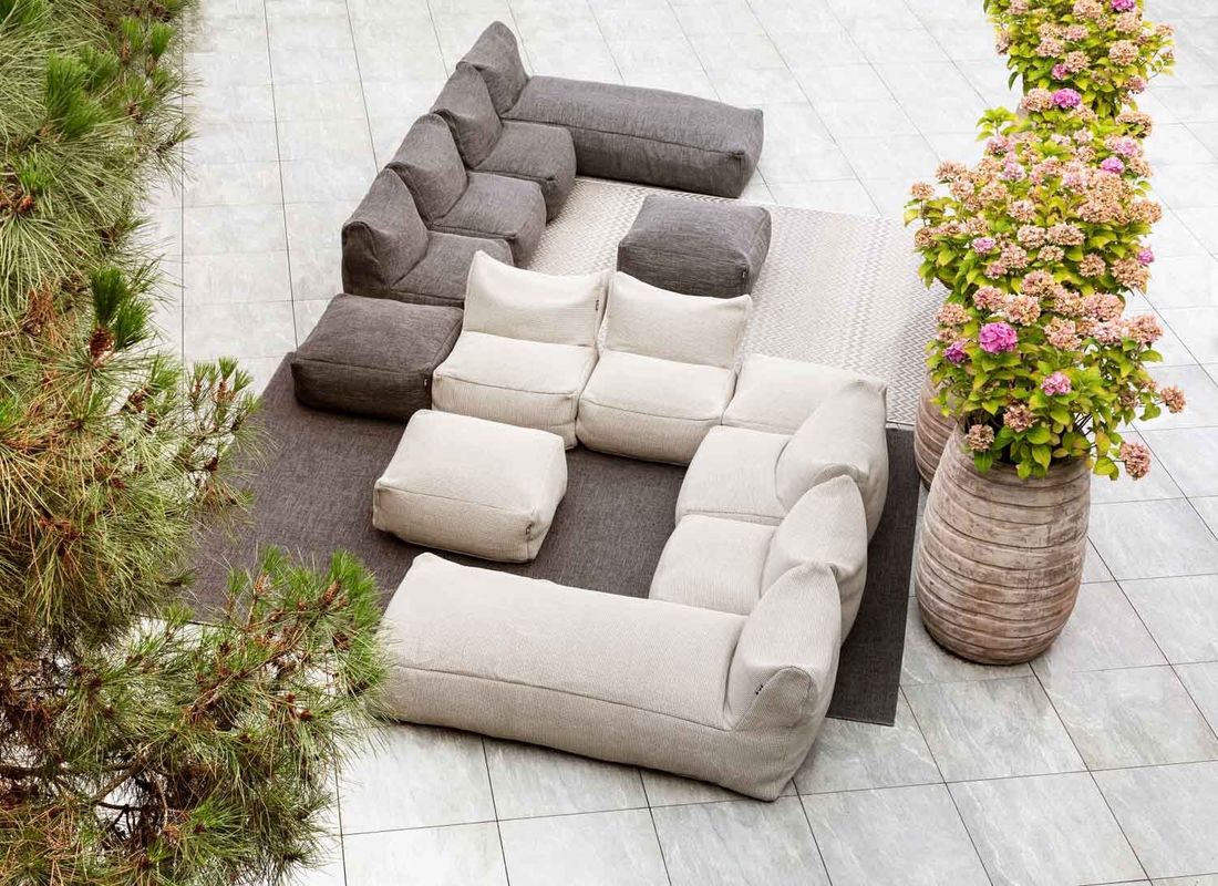 Hjørnesofa ute Dotty 295x200 cm polypropylen antrasitt - ROOLF Living