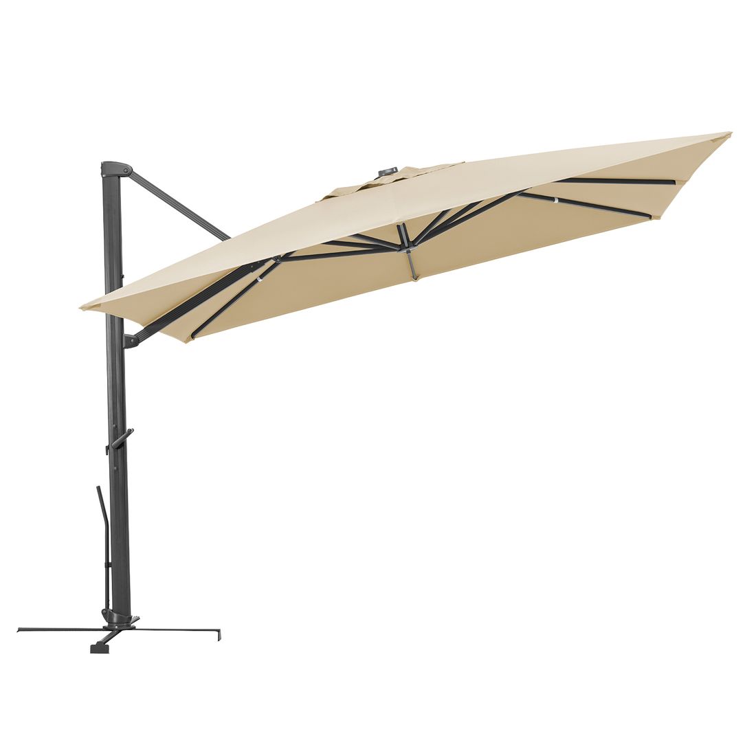 Fritthengende parasoll Rhodos Smart 300x300cm natur - Schneider