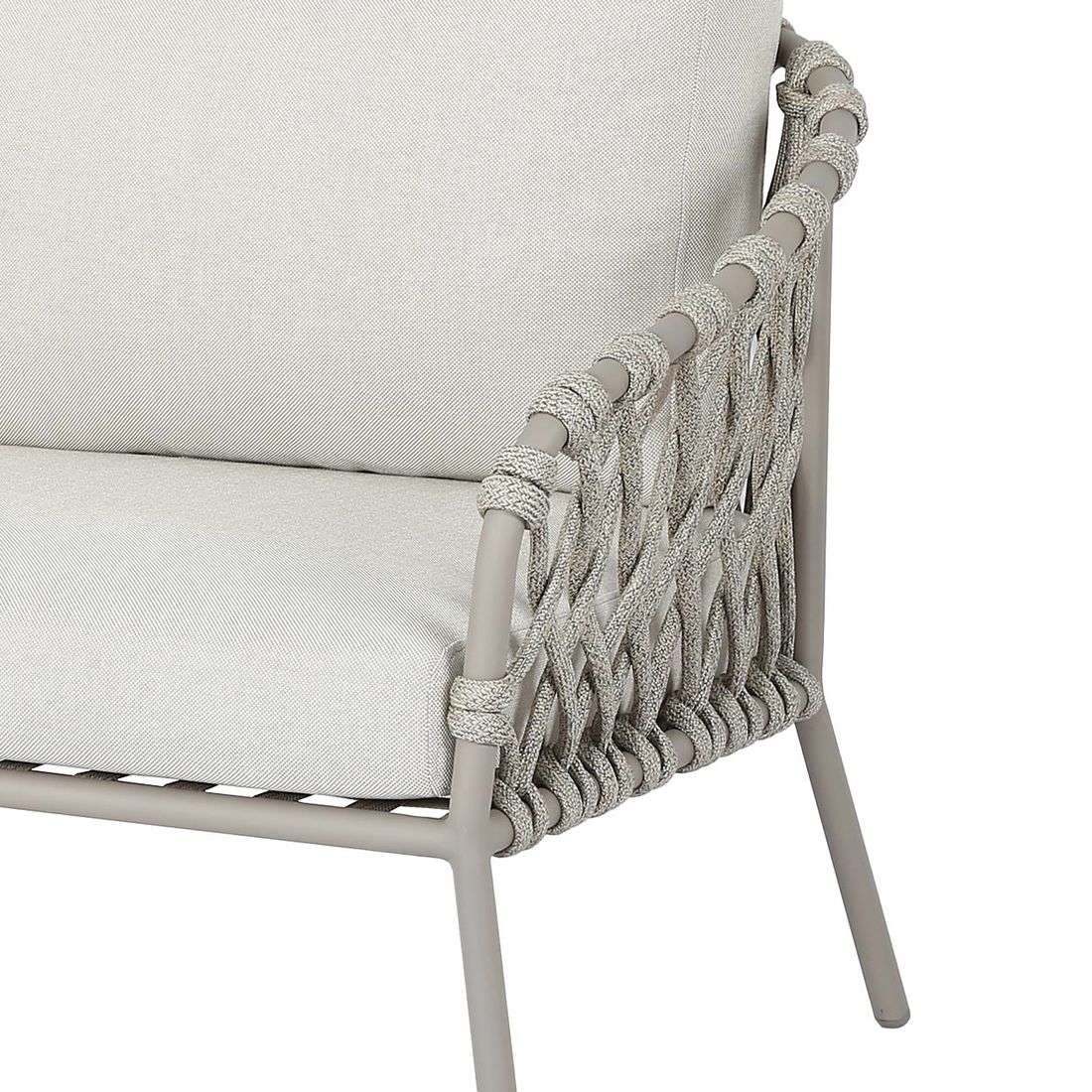 Hjørnesofa ute Tanami stål/tau/olefin med loungebord - OUTLIV.