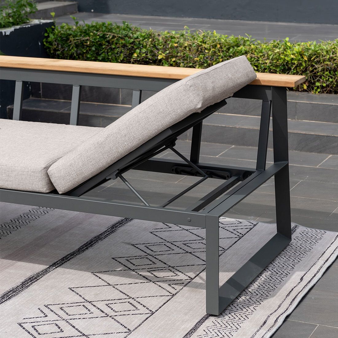 Spise-loungesett Jimmy aluminium/teak med stabelstol - LifestyleGarden