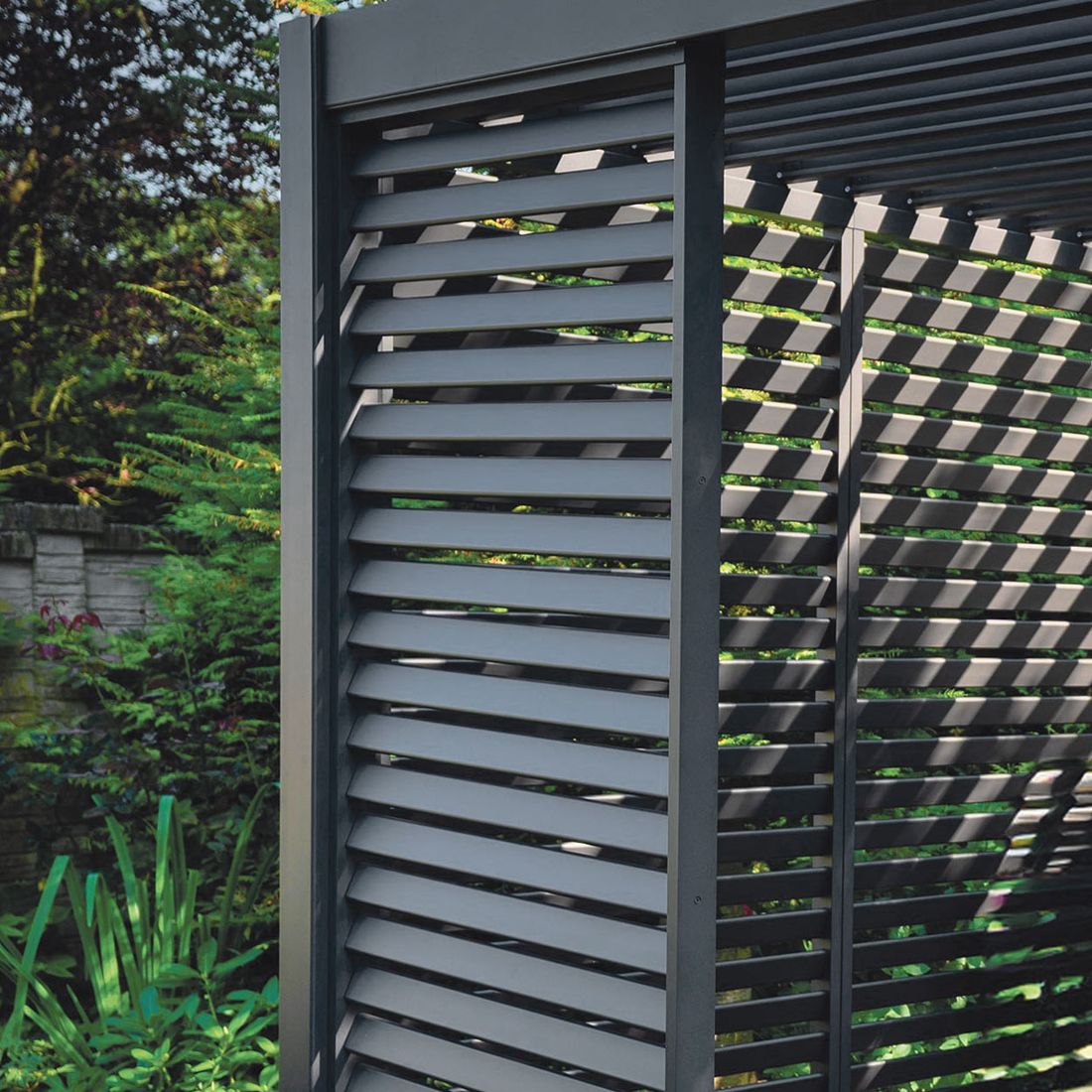Pergola lamellvegg 93x236,5 cm aluminium antrasitt - Mirador
