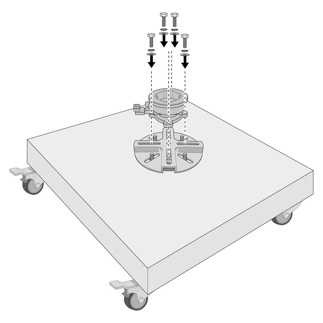 Adapterplate Vario for Doppler/OUTLIV. granittfot 140 kg montert