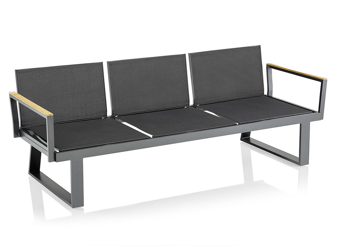 Montert Armlene høyre Rasmus Modular aluminium/teak - Kettler på terrasse