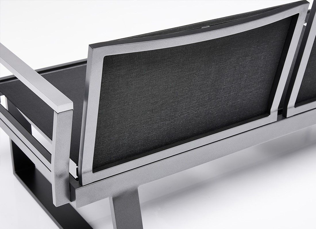 Detaljbilde av armlene høyre Rasmus Modular aluminium antrasitt