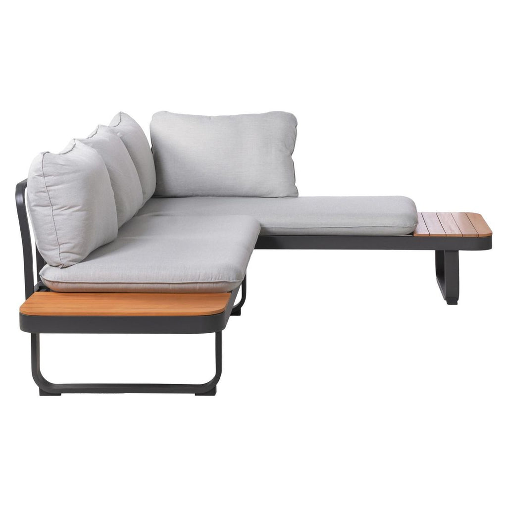 Hjørnesofa ute Madagaskar aluminium/akasie 253x175 cm - OUTLIV.