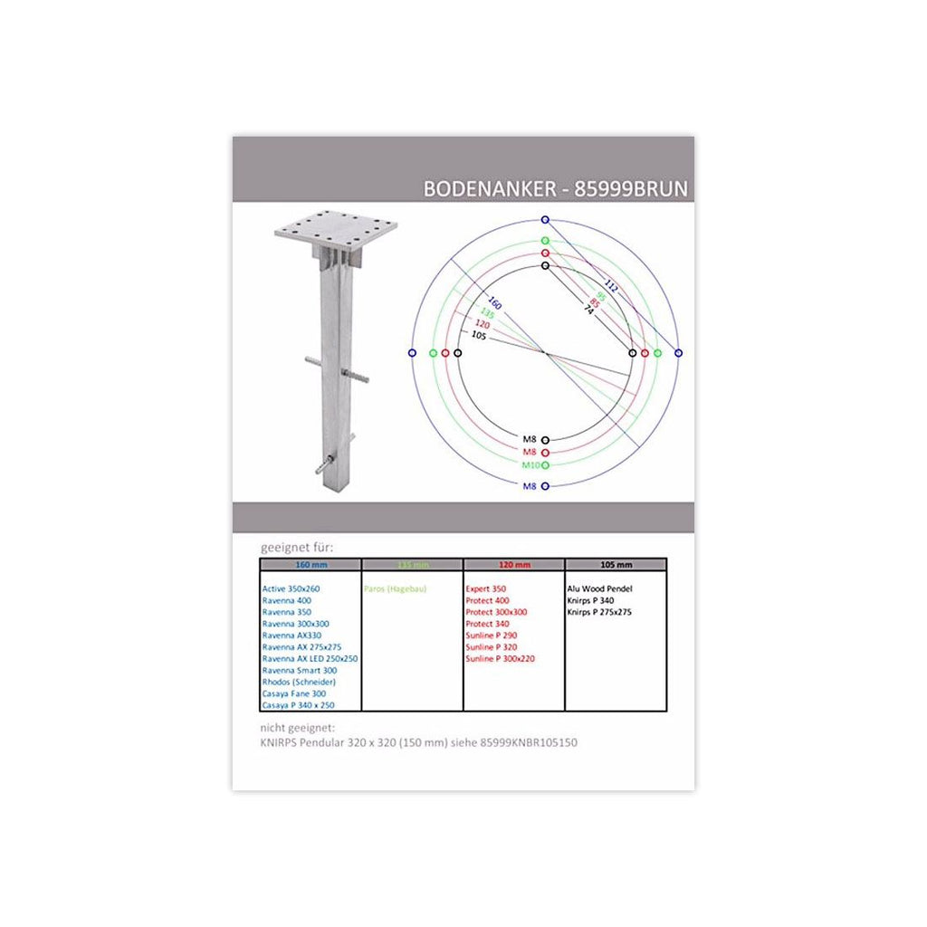 Bakkeforankring Active for fritthengende parasoller - Doppler bakside