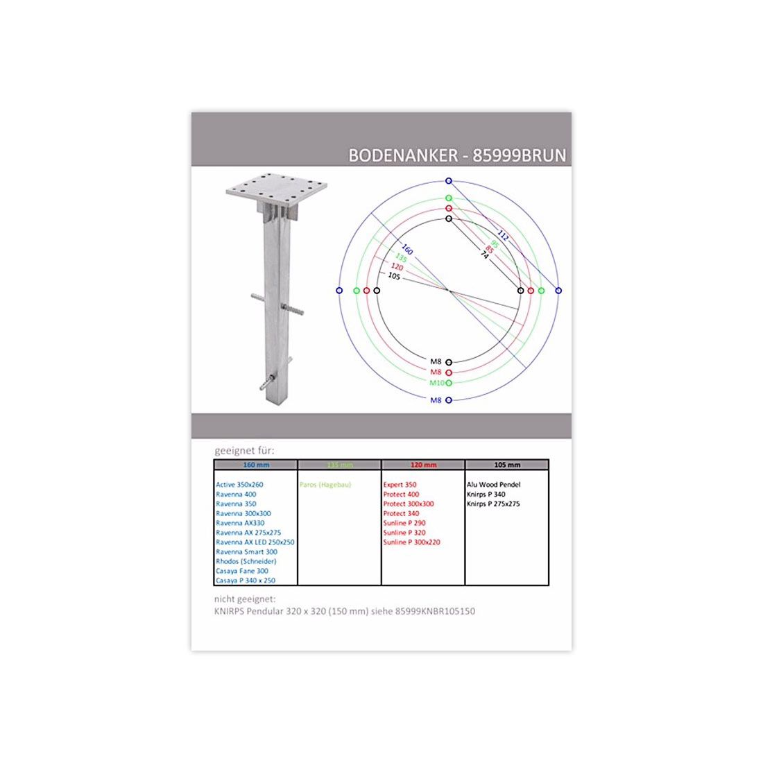 Bakkeforankring Active for fritthengende parasoller - Doppler bakside