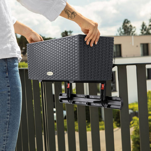 Balkongkasseholder Balconera plast svart - Lechuza detalj