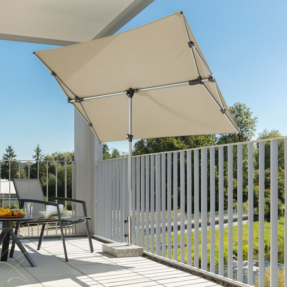 Balkongparasoll Novara 190x140 cm natur polyester bakside