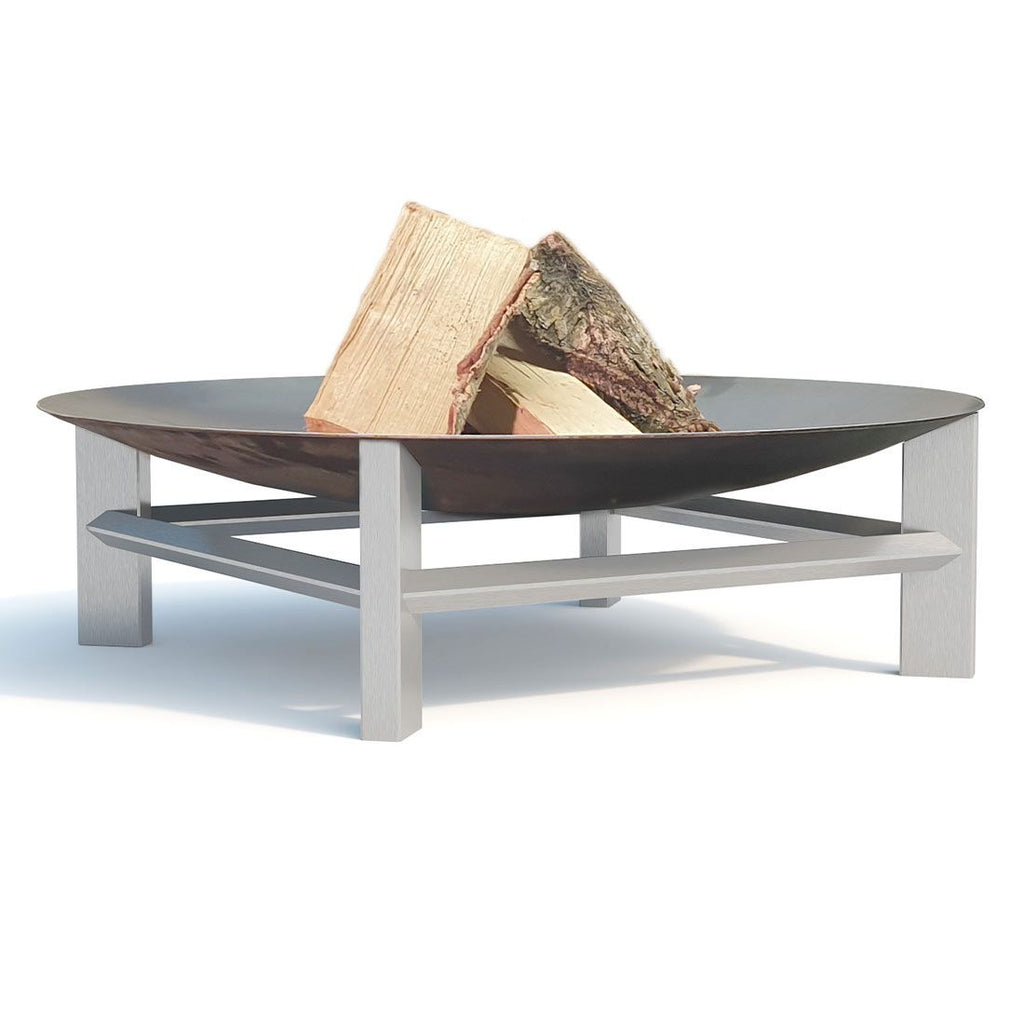 Bålpanne Alpha XXL rustfritt stål/råstål bakside