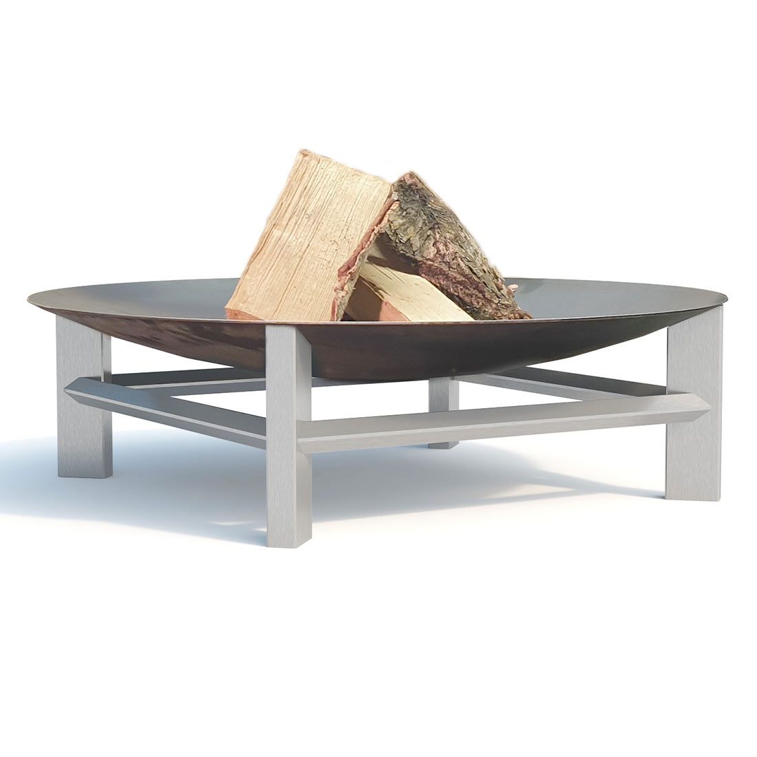 Bålpanne Alpha XXL rustfritt stål/råstål bakside