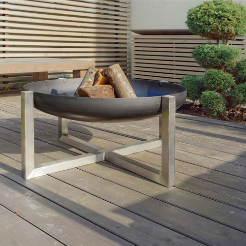 Bålpanne Cross XXL Ø63 cm rustfritt stål bakside