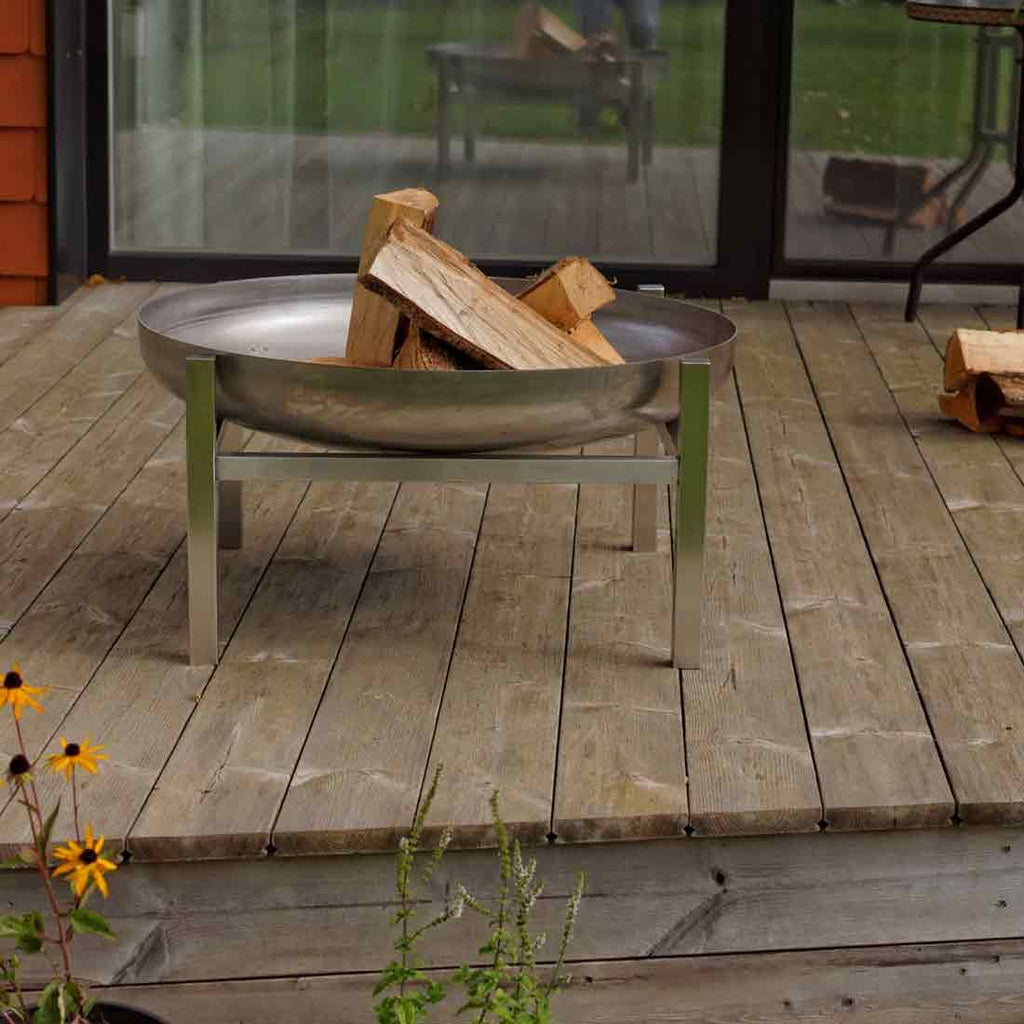 Bålpanne Cube rustfritt stål Ø79 cm detalj