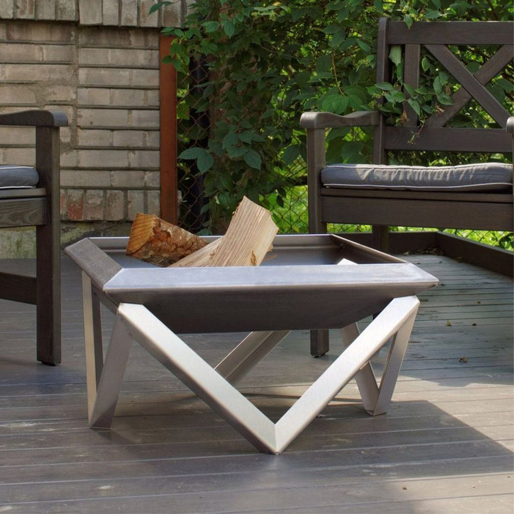 Bålpanne Gilge rustfritt stål 79x79 cm bakside