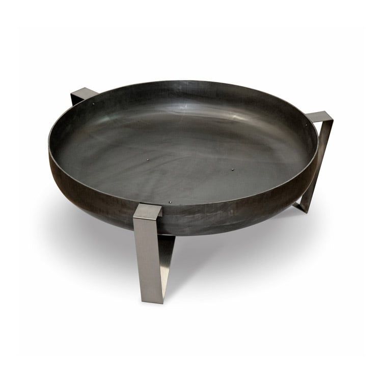 Bålpanne VOMA Ø63 cm rustfritt stål og råstål forfra