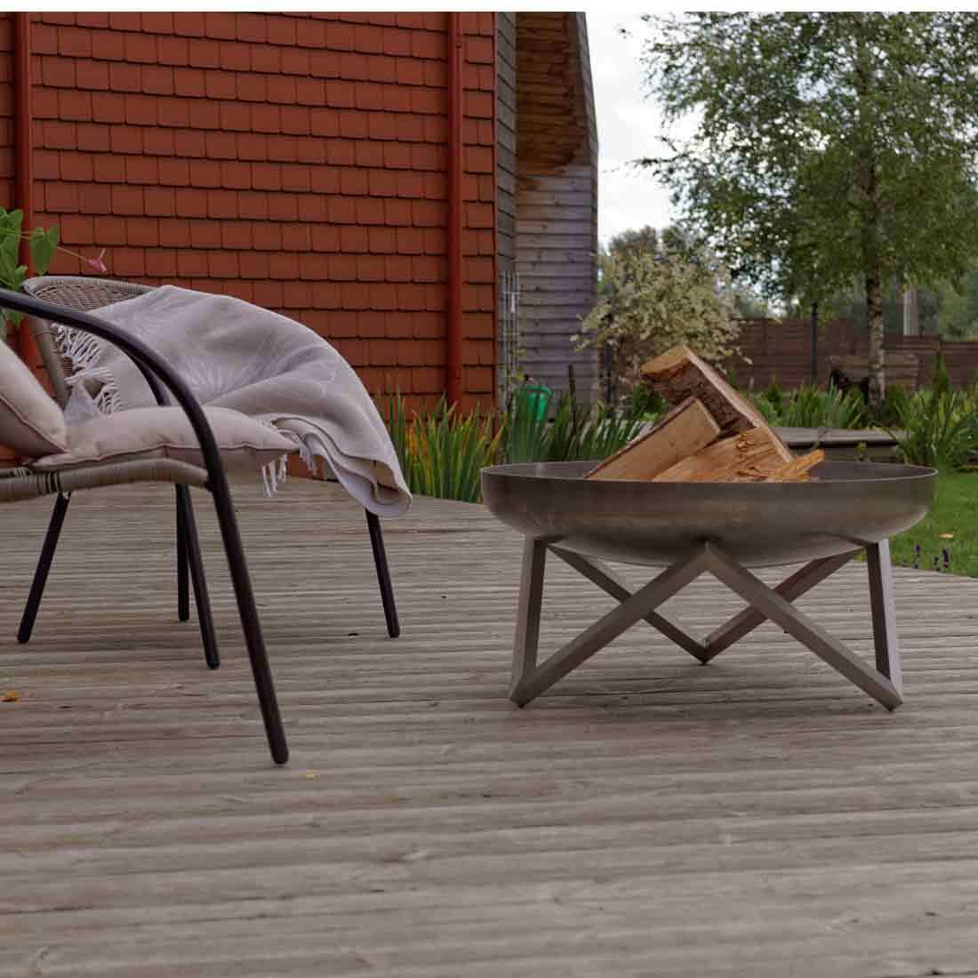 Bålpanne Z Design Ø79 cm rustfritt stål forfra