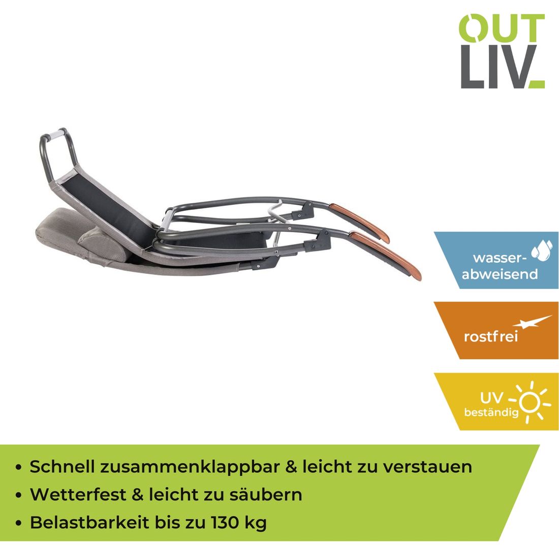 Bassengstol Brada Deluxe aluminium/olefin 68x176 cm bruk ved terrasse