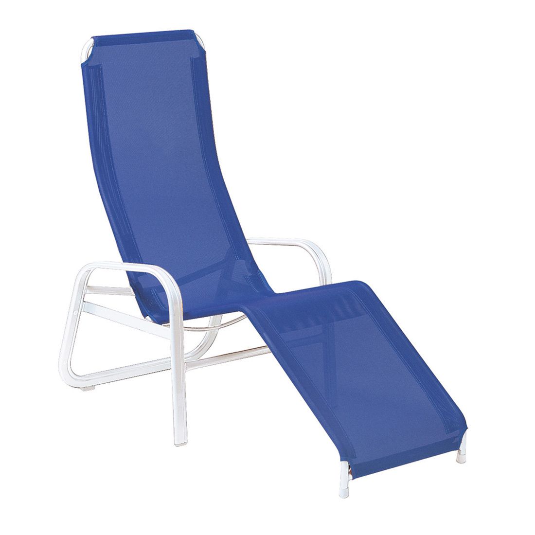 Bassengstol Florida Premium Neo aluminium/textilen - Karasek forfra med blå sitteflate
