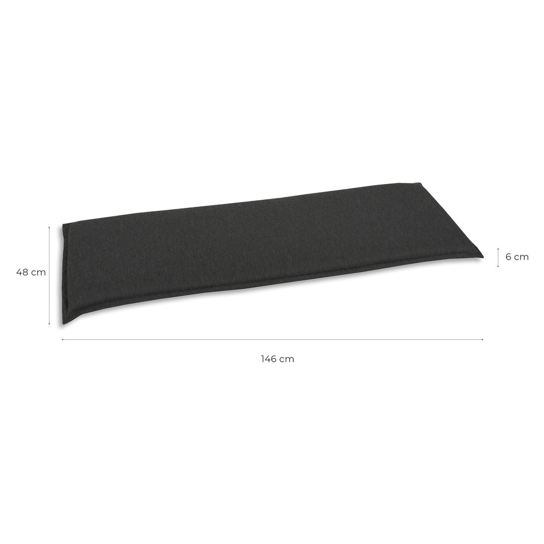 Benkepute 3-seter polyester 148x48 cm antrasitt - OUTLIV bakside