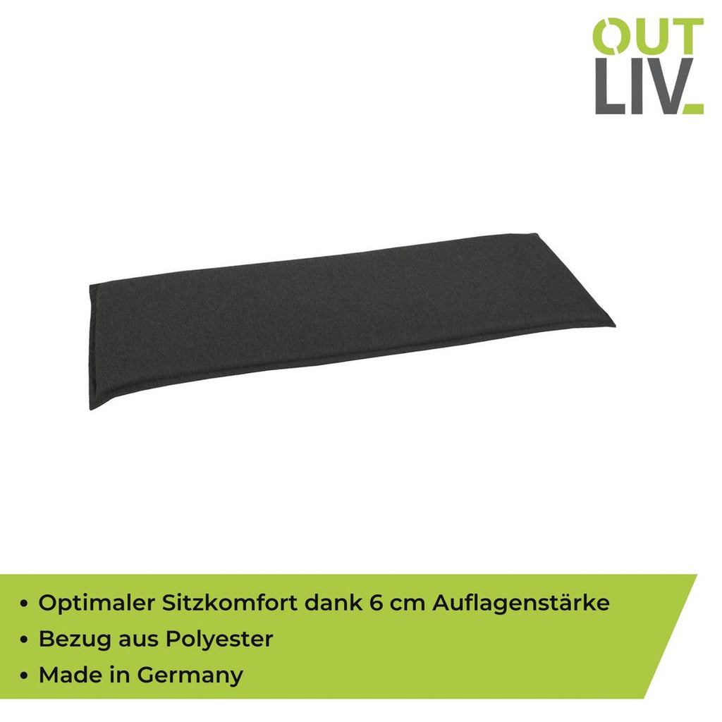 Benkepute 3-seter polyester 148x48 cm antrasitt - OUTLIV montert på benk