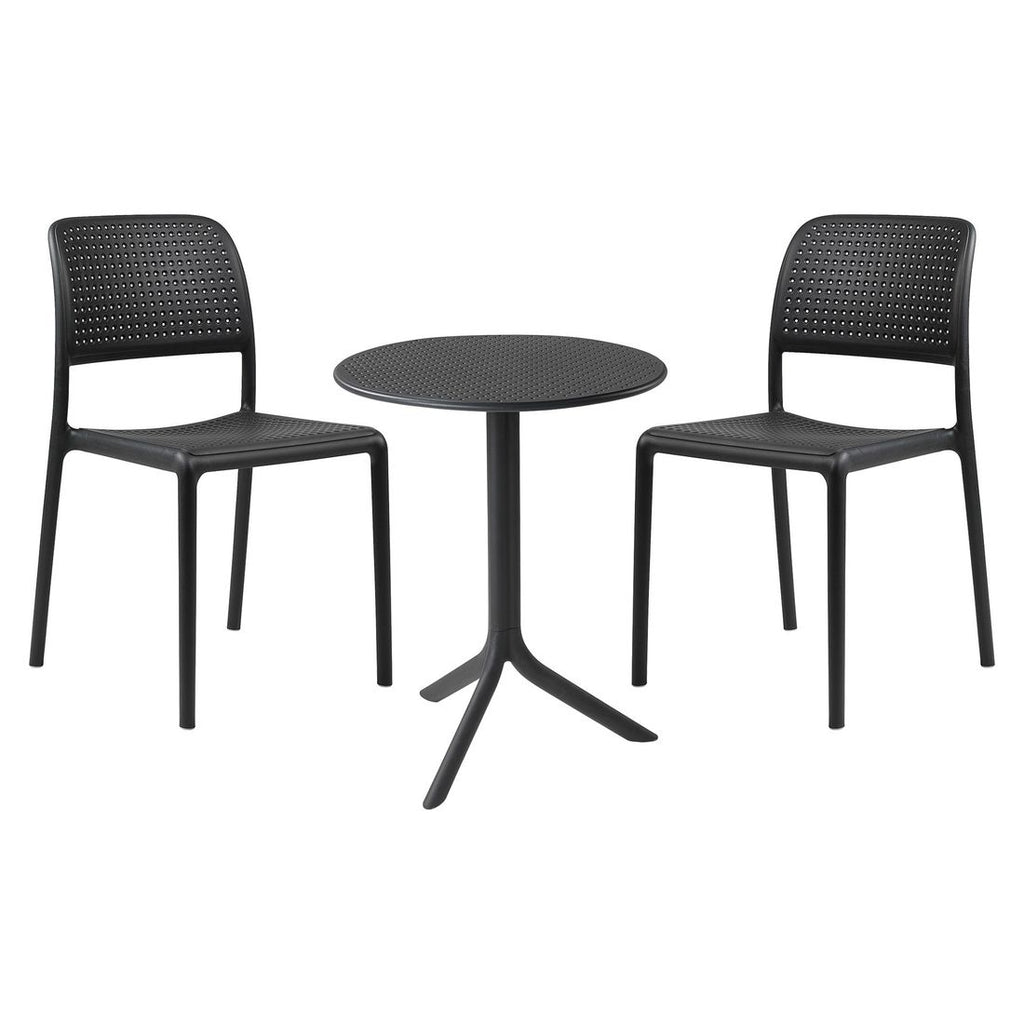 Bistrosett Bora 2 plasser plast Ø60,5 cm antrasitt forfra