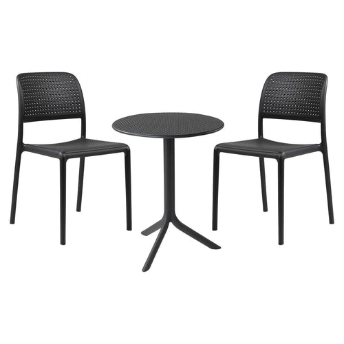 Bistrosett Bora 2 plasser plast Ø60,5 cm antrasitt forfra