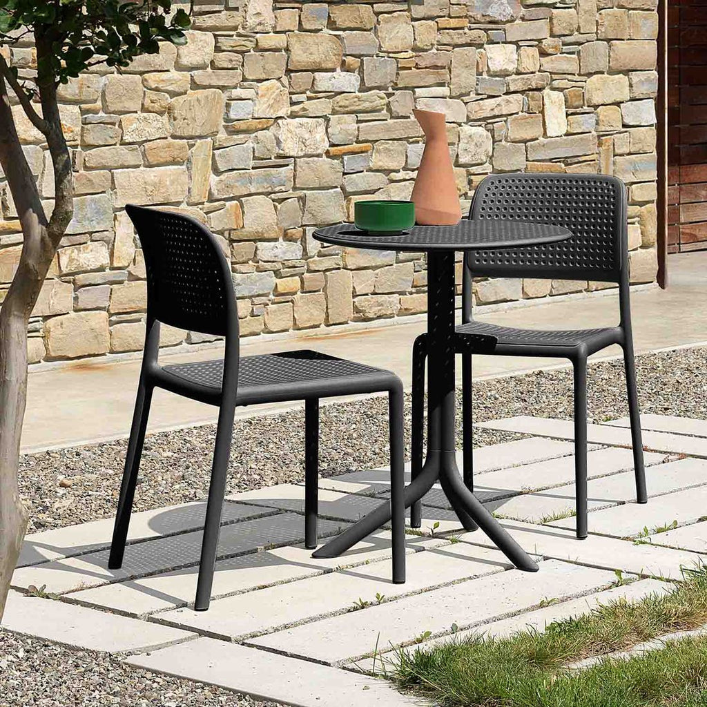 Bistrosett Bora 2 plasser plast Ø60,5 cm antrasitt bakside