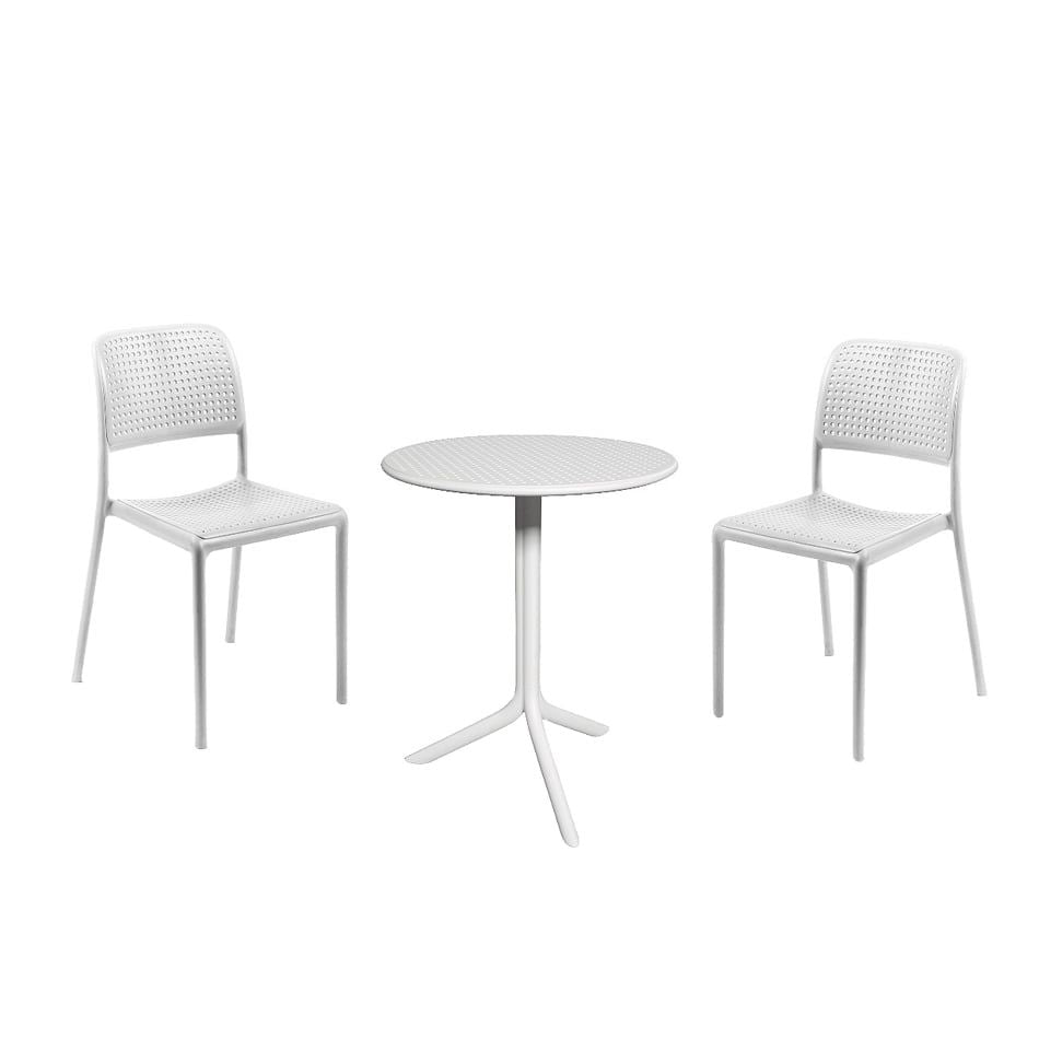 Bistrosett Bora 2 plasser plast Ø60,5 cm hvit Nardi fra siden