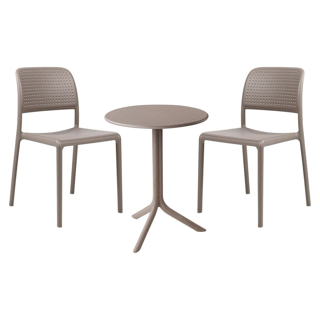 Bistrosett Bora 2 plasser plast Ø60,5 cm taupe forfra