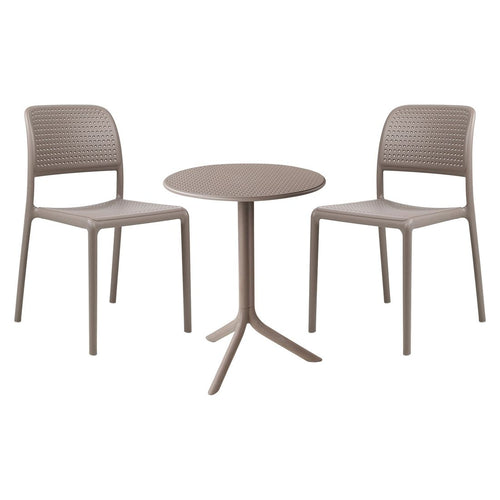 Bistrosett Bora 2 plasser plast Ø60,5 cm taupe forfra