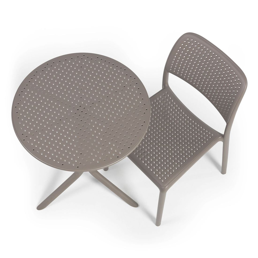 Oversikt av Bistrosett Bora 2 plasser plast Ø60,5 cm taupe