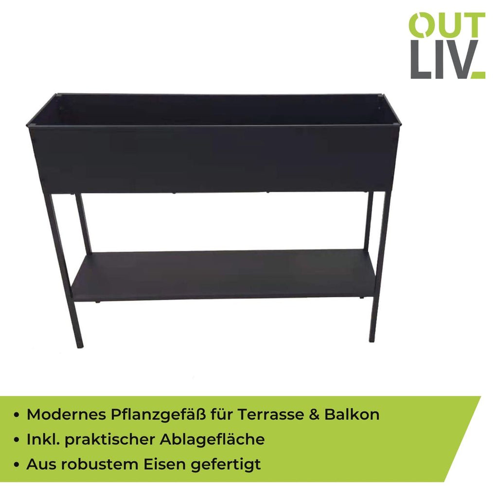Montert Blomsterkrukke i jern 100x26x80 cm svart - OUTLIV på terrasse