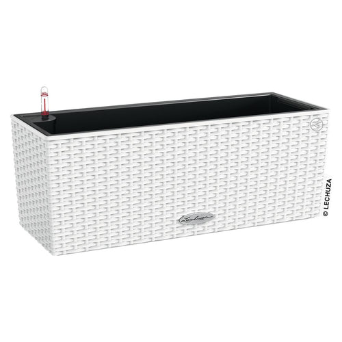 Blomsterkrukke Balconera 50 hvit plast 50 cm bakside