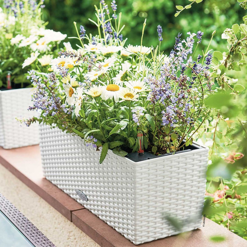 Oversikt av Blomsterkrukke Balconera 50 hvit plast 50 cm