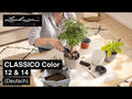 Blomsterkrukke Classico Color 28 med substrat skifergrå forfra