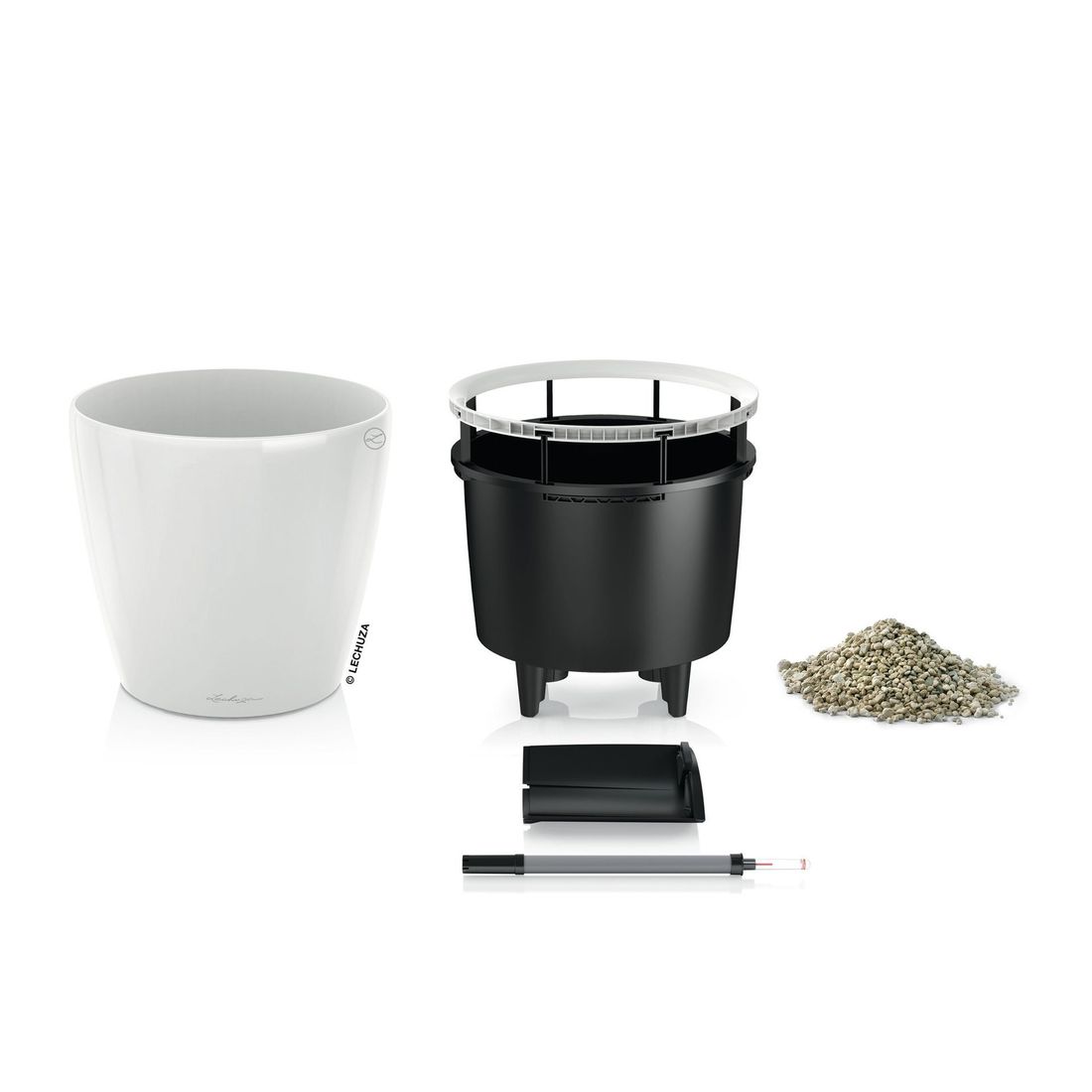 Montert blomsterkrukke Classico Premium LS Ø28,5 cm plast hvit i hage